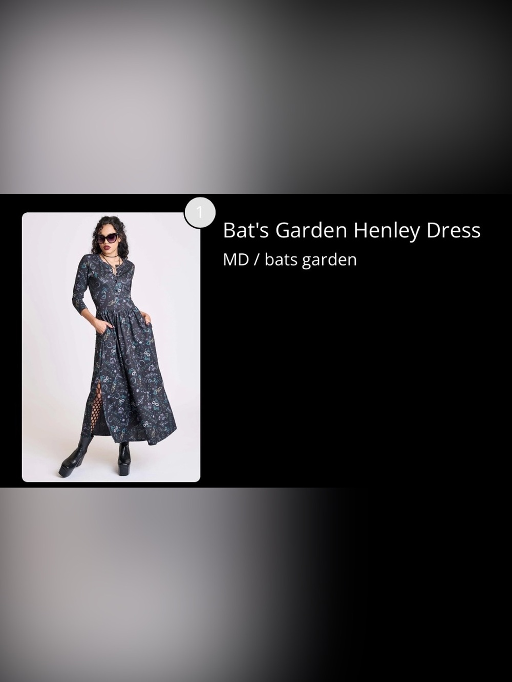 Midnight Hour Bats Garden Henley Maxi Dress - Picture 2 of 13